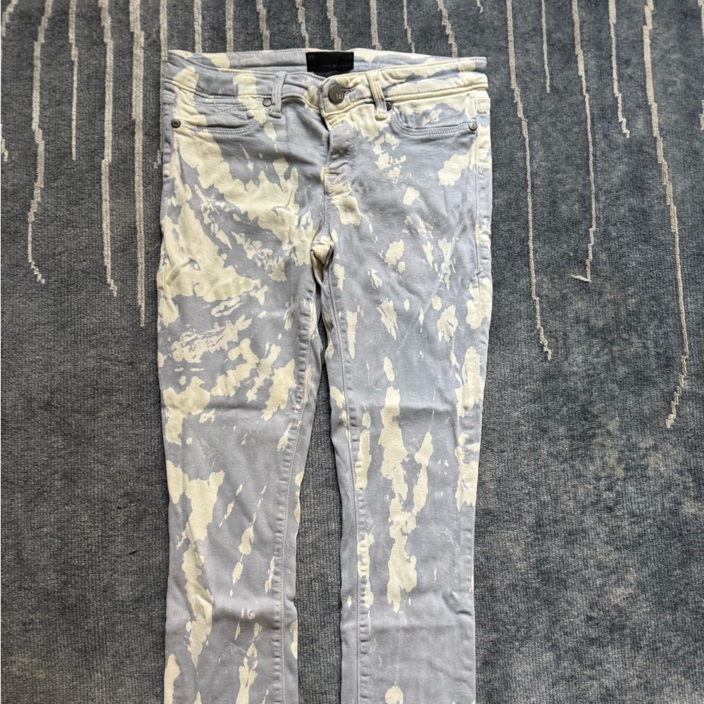 Stylish Blue and Cream Patterned Jeans